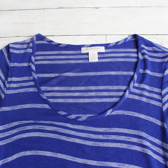 Motherhood Womens Maternity Tee Top Size M Blue White Knit 3/4 Sleeves - Picture 5 of 6